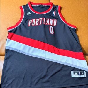 adidas Black White Gray NBA Portland Trail Blazers Lillard Jersey